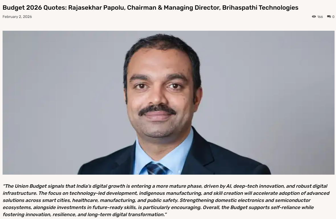 Budget 2026 Quotes: Rajasekhar Papolu, Chairman & Managing Director